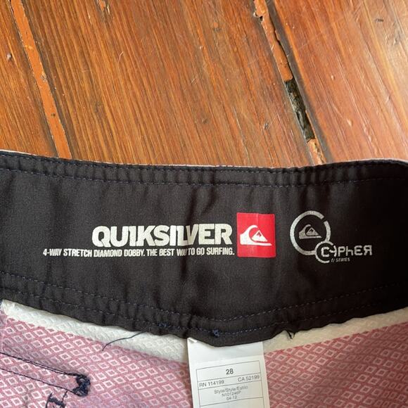 Quiksilver red white and blue striped unlined board shorts sz 28 - Picture 4 of 6